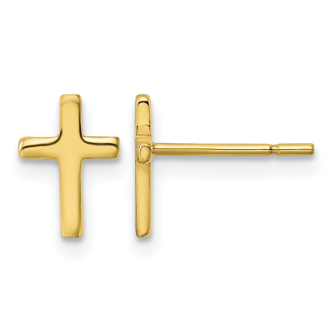 Sterling Silver Gold-tone Polished Latin Cross Post Earrings (QE12964GP)