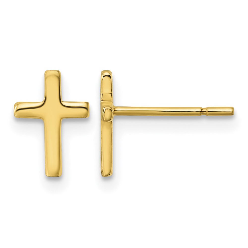 Sterling Silver Gold-tone Polished Latin Cross Post Earrings (QE12964GP)
