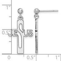 Sterling Silver Rhod-plated Polished Jesus Cross Post Dangle Earrings view 4