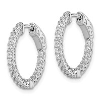 Sterling Shimmer Sterling Silver Rhodium-plated 38 Stone 1.75mm CZ in and Out Round Hinged Hoop Earrings view 2