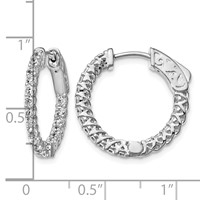 Sterling Shimmer Sterling Silver Rhodium-plated 38 Stone 1.75mm CZ in and Out Round Hinged Hoop Earrings view 4
