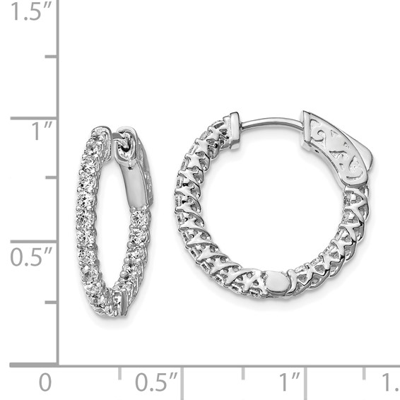 Sterling Silver CZ 1.75mm Hinged Hoops