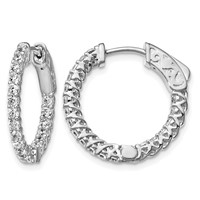 Sterling Shimmer Sterling Silver Rhodium-plated 38 Stone 1.75mm CZ in and Out Round Hinged Hoop Earrings view 1