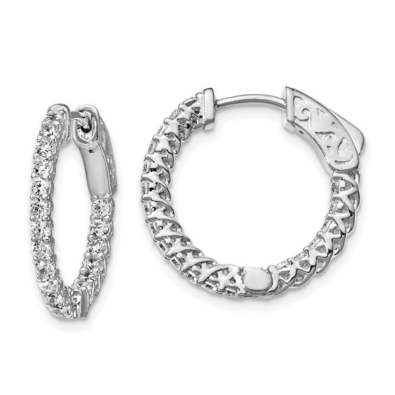 Sterling Silver CZ 1.75mm Hinged Hoops