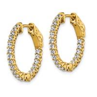 Sterling Shimmer Sterling Silver Gold-tone Flash Gold-plated 38 Stone 1.75mm CZ in and Out Round Hinged Hoop Earrings view 2