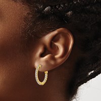 Sterling Shimmer Sterling Silver Gold-tone Flash Gold-plated 38 Stone 1.75mm CZ in and Out Round Hinged Hoop Earrings view 3