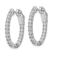 Sterling Shimmer Sterling Silver Rhodium-plated 36 Stone 1.7mm CZ in and Out Oval Hinged Hoop Earrings view 2