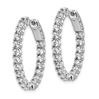 Sterling Shimmer Sterling Silver Rhodium-plated 38 Stone 2.5mm CZ in and Out Oval Hinged Hoop Earrings view 2