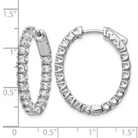 Sterling Shimmer Sterling Silver Rhodium-plated 38 Stone 2.5mm CZ in and Out Oval Hinged Hoop Earrings view 4