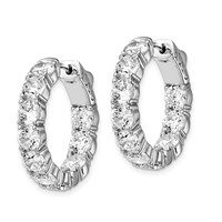 Sterling Shimmer Sterling Silver Rhodium-plated 20 Stone 4.25mm CZ in and Out Round Hinged Hoop Earrings view 2