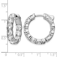 Sterling Shimmer Sterling Silver Rhodium-plated 20 Stone 4.25mm CZ in and Out Round Hinged Hoop Earrings view 4