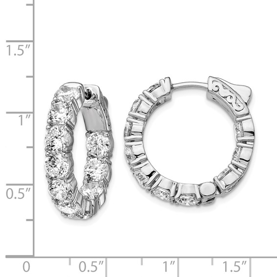 Sterling Silver 4.25mm CZ Hinged Hoops