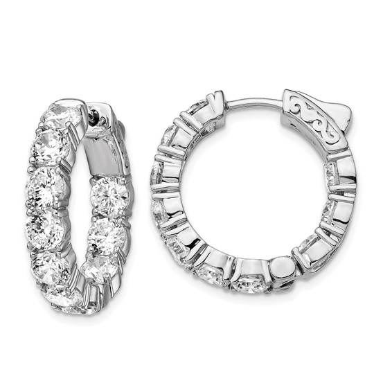 Sterling Silver 4.25mm CZ Hinged Hoops