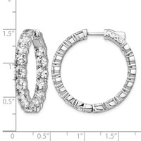 Sterling Shimmer Sterling Silver Rhodium-plated 32 Stone 4.25mm CZ in and Out Round Hinged Hoop Earrings view 4