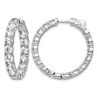 Sterling Shimmer Sterling Silver Rhodium-plated 32 Stone 4.25mm CZ in and Out Round Hinged Hoop Earrings view 1