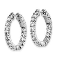 Sterling Shimmer Sterling Silver Rhodium-plated 30 Stone 2.5mm CZ in and Out Round Hinged Hoop Earrings view 2