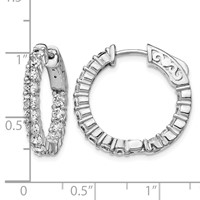 Sterling Shimmer Sterling Silver Rhodium-plated 30 Stone 2.5mm CZ in and Out Round Hinged Hoop Earrings view 4