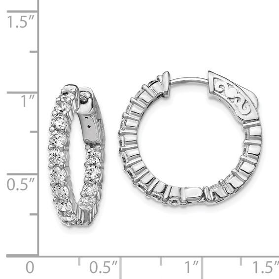 Sterling Silver 2.5mm CZ Hinged Hoops