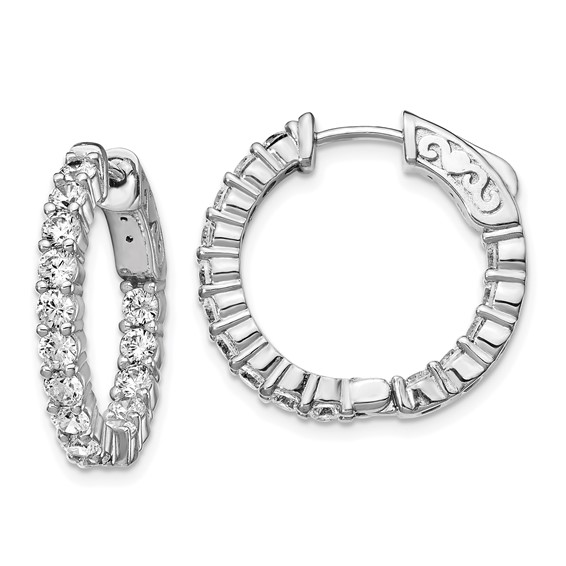 Sterling Silver 2.5mm CZ Hinged Hoops
