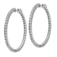 Sterling Shimmer Sterling Silver Rhodium-plated 86 Stone 2.5mm CZ in and Out Round Hinged Hoop Earrings view 2
