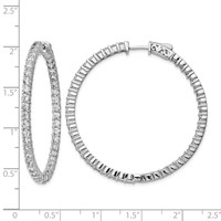 Sterling Shimmer Sterling Silver Rhodium-plated 86 Stone 2.5mm CZ in and Out Round Hinged Hoop Earrings view 4