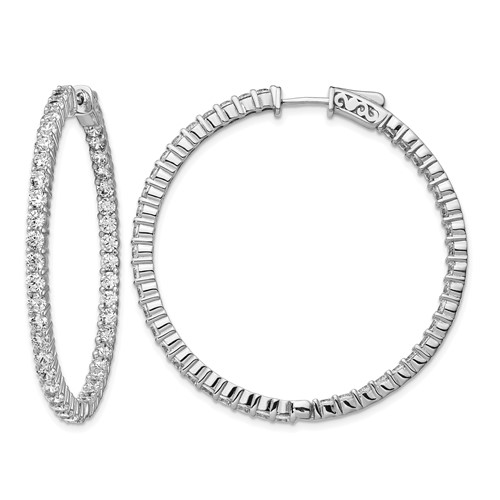 Sterling Shimmer Sterling Silver Rhodium-plated 86 Stone 2.5mm CZ in and Out Round Hinged Hoop Earrings