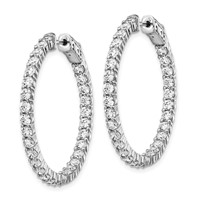 Sterling Shimmer Sterling Silver Rhodium-plated 58 Stone 2.5mm CZ in and Out Round Hinged Hoop Earrings view 2