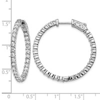 Sterling Shimmer Sterling Silver Rhodium-plated 58 Stone 2.5mm CZ in and Out Round Hinged Hoop Earrings view 4