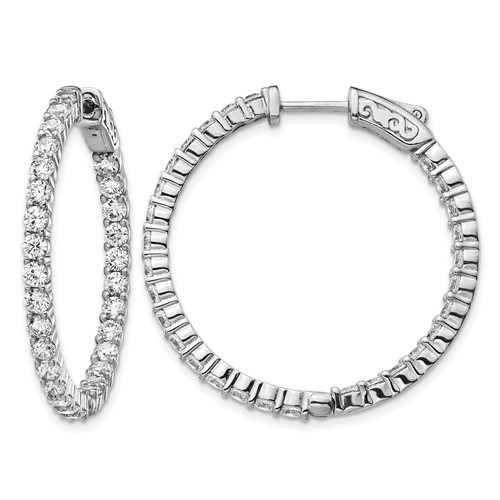 Sterling Shimmer Sterling Silver Rhodium-plated 58 Stone 2.5mm CZ in and Out Round Hinged Hoop Earrings