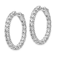 Sterling Shimmer Sterling Silver Rhodium-plated 40 Stone 3.0mm CZ in and Out Round Hinged Hoop Earrings view 2