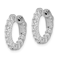Sterling Shimmer Sterling Silver Rhodium-plated 20 Stone 2.3mm CZ in and Out Round Hinged Hoop Earrings view 2
