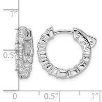 Sterling Shimmer Sterling Silver Rhodium-plated 20 Stone 2.3mm CZ in and Out Round Hinged Hoop Earrings view 4