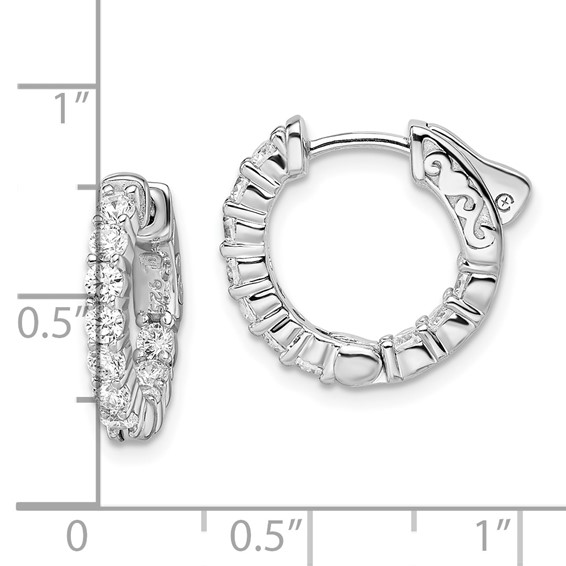 Sterling Silver 2.3mm CZ Hinged Hoops