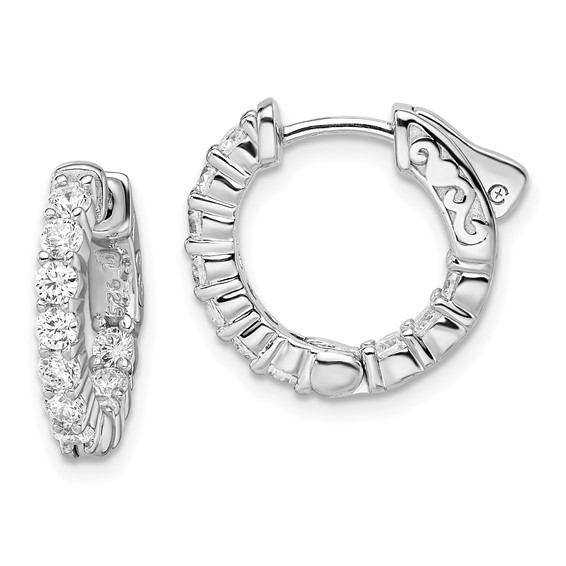 Sterling Silver 2.3mm CZ Hinged Hoops