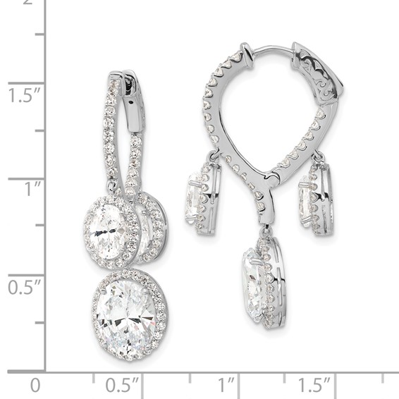 Sterling Silver Rhodium-plated Polished CZ Fancy Dangle In & Out Earrings