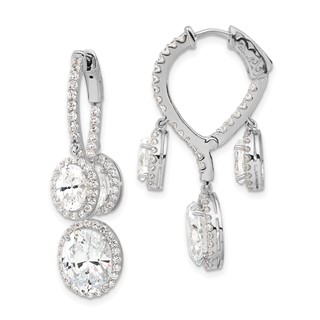 Sterling Silver Rhodium-plated Polished CZ Fancy Dangle In & Out Earrings