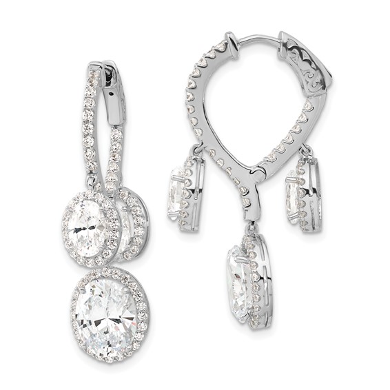 Sterling Silver Rhodium-plated Polished CZ Fancy Dangle In & Out Earrings