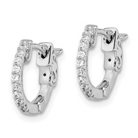 Sterling Shimmer Sterling Silver Rhodium-plated 18 Stone CZ Hinged Hoop Earrings view 2
