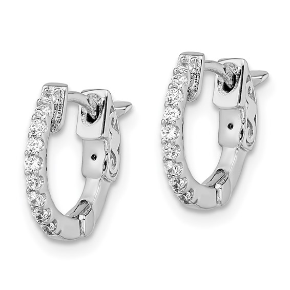 Sterling Silver CZ Hinged Hoops