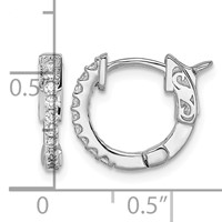 Sterling Shimmer Sterling Silver Rhodium-plated 18 Stone CZ Hinged Hoop Earrings view 4
