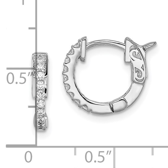 Sterling Silver CZ Hinged Hoops