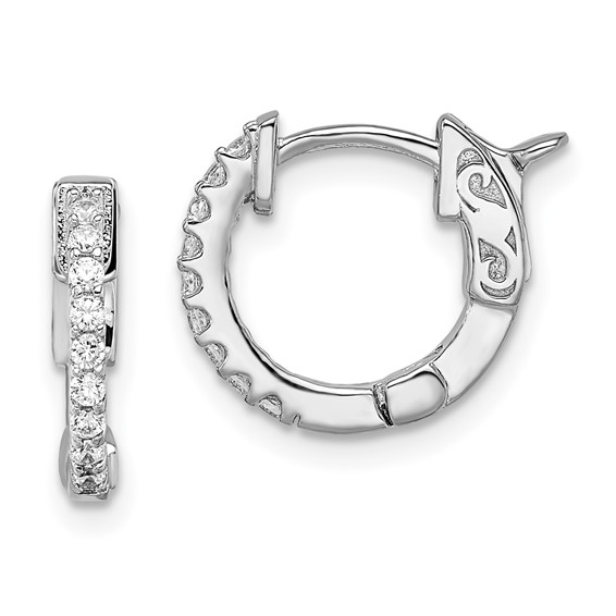 Sterling Silver CZ Hinged Hoops