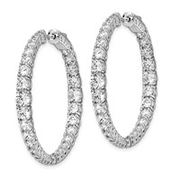 Sterling Shimmer Sterling Silver Rhodium-plated 64 Stone 1.7-4mm Graduated CZ in and Out Round Hinged Hoop Earrings view 2