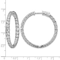 Sterling Shimmer Sterling Silver Rhodium-plated 64 Stone 1.7-4mm Graduated CZ in and Out Round Hinged Hoop Earrings view 4