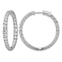Sterling Shimmer Sterling Silver Rhodium-plated 64 Stone 1.7-4mm Graduated CZ in and Out Round Hinged Hoop Earrings view 1