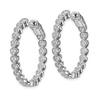 Sterling Shimmer Sterling Silver Rhodium-plated 120 Stone Heart Shaped 1.2mm CZ in and Out Round Hinged Hoop Earrings view 2
