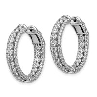 Sterling Shimmer Sterling Silver Rhodium-plated 170 Stone CZ in and Out Round Hinged Hoop Earrings view 2