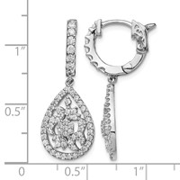 Sterling Shimmer Sterling Silver Rhodium-plated 126 Stone CZ Teardrop Dangle Hinged Hoop Earrings view 4