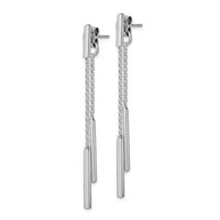 Sterling Silver RH-plated Bar & Chain Front Back Post Dangle Earrings view 2