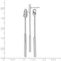 Sterling Silver RH-plated Bar & Chain Front Back Post Dangle Earrings view 4